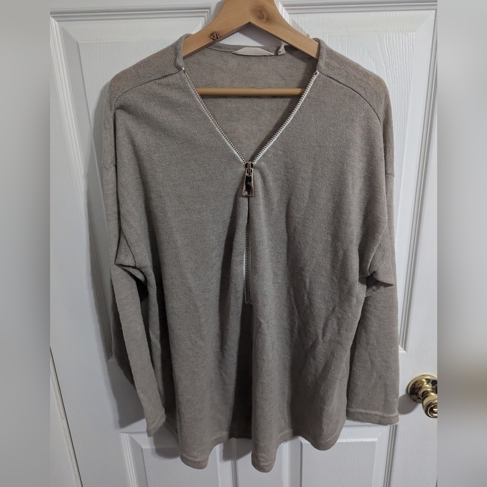 Soft Surroundings Womens 2X Sweater Valentina Zip Front Size Plus Top Shirt